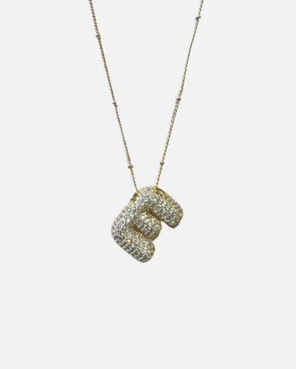 Rhinestone Bubble Initial Necklace