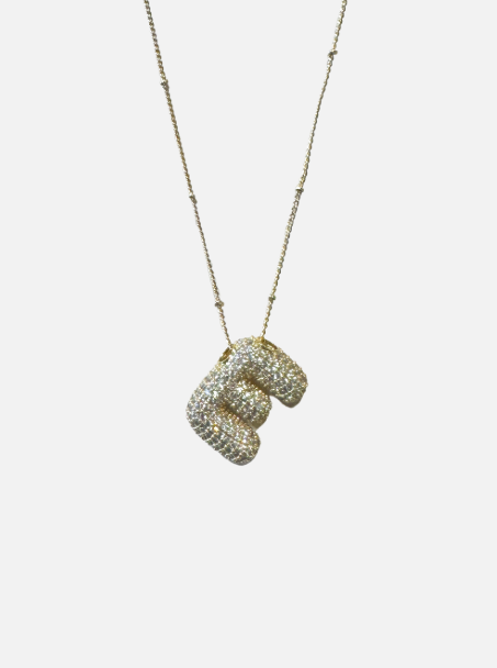 Rhinestone Bubble Initial Necklace