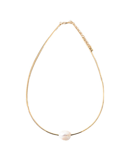 Single Pearl Omega Chain Choker Necklace