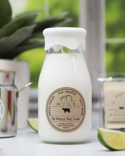 Be Happy Key Lime Milk Bottle Candle
