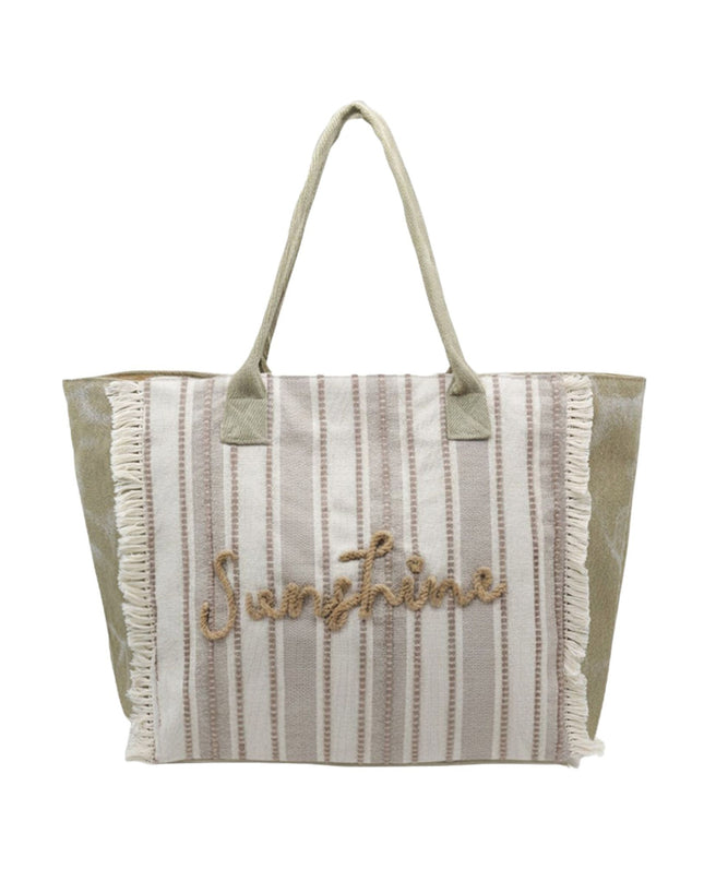 Sunshine Stripe Fringe Tote Bag