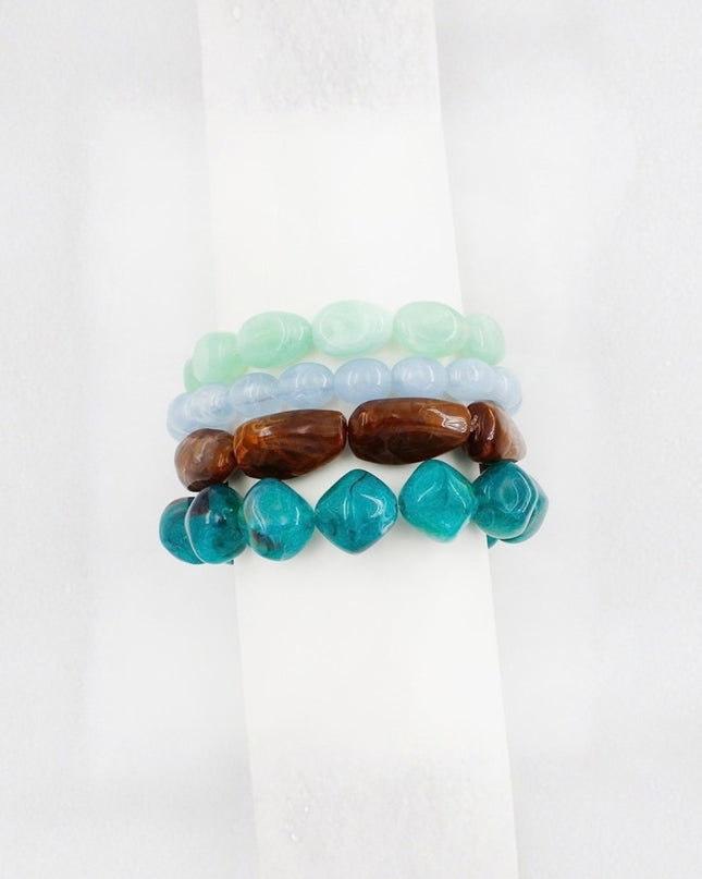 Resin Beaded Stretchable 4 Bracelet Set