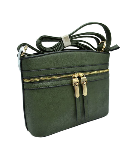 Front Double Zip Cross Body Bag