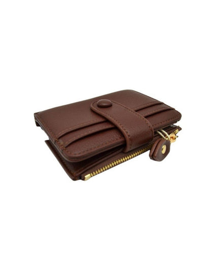 Zipper Button Card Holder Wallet