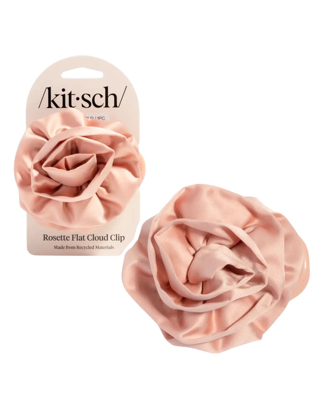 Terracotta Satin Rosette Medium Flat Cloud Clip