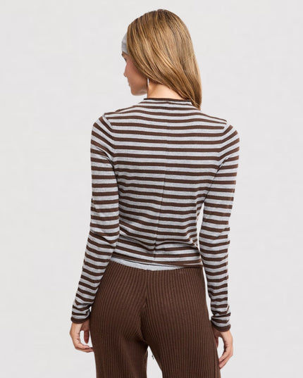 Striped Button Front Cardigan Sweater