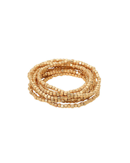 Metallic Square Cube Beaded Stretch Layered 9 Bracelet Set