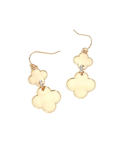 Quatrefoil Rhinestone Pave Bar Link Metal Link Drop Earrings