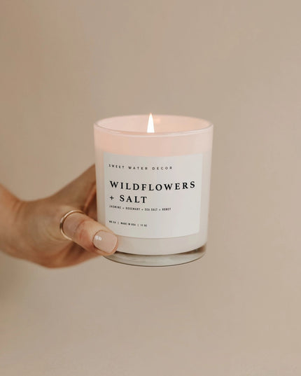 Wildflowers & Salt 11oz White Jar Soy Candle
