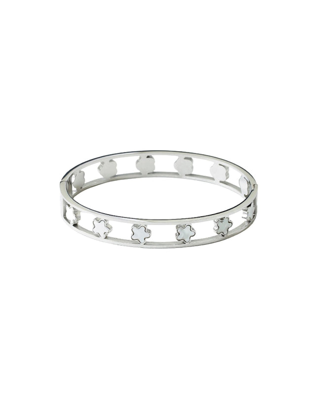 Spaced Cut Out Mother Of Pearl Starfish Double Bar Hinge Bangle