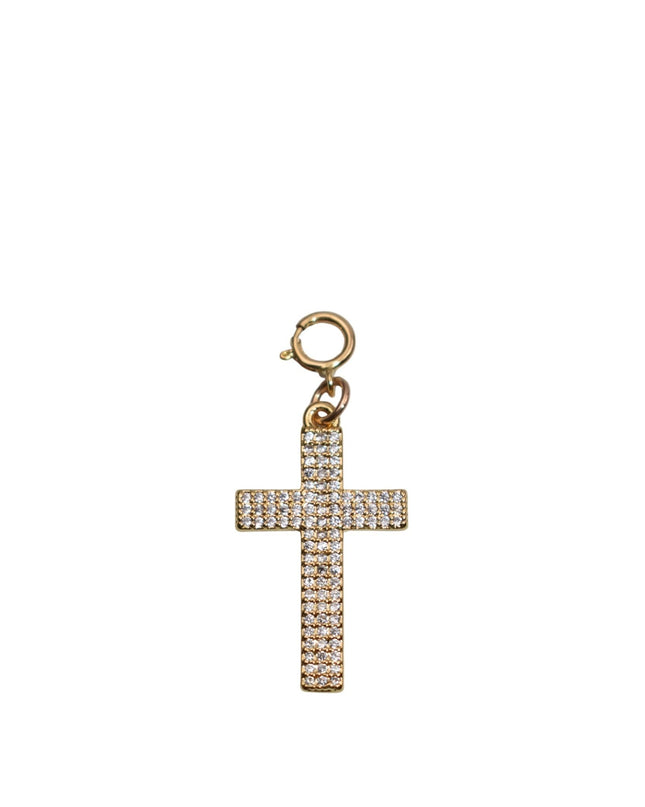 Cross Crystal Stone Gold Charm