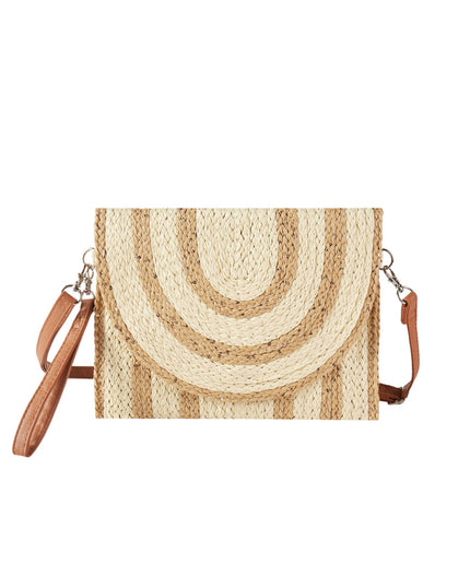 Sequins Two Tone Straw Envelope Crossbody Wristlet Clutch Bag