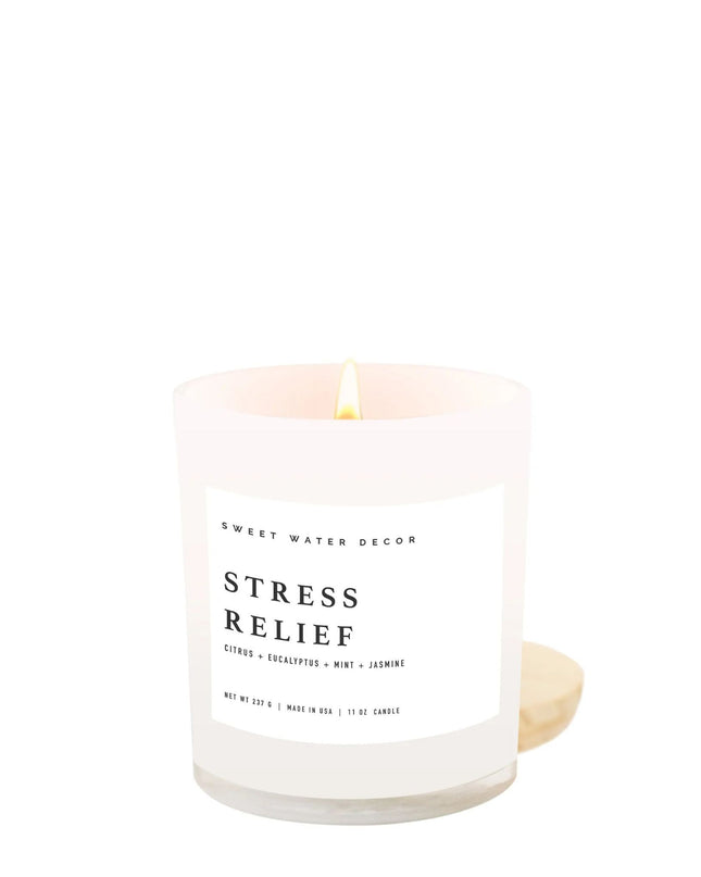 Stress Relief 11oz White Jar Soy Candle
