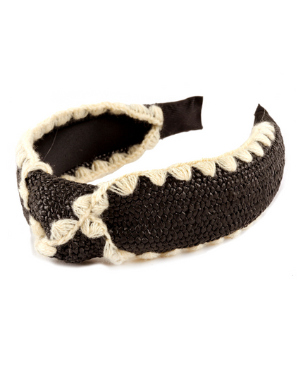 Ric Rac Trim Knotted Rattan Headband