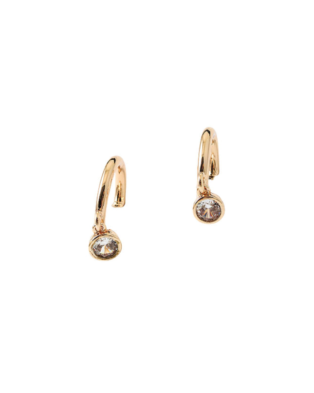 Round CZ Charm Hoop Earrings