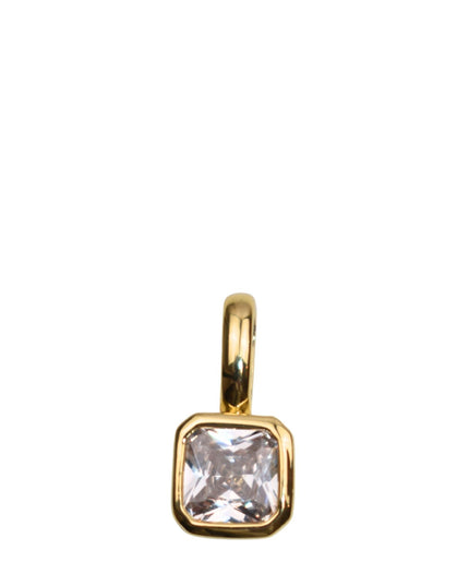 Square Crystal Gold Charm