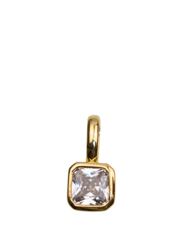 Square Crystal Gold Charm