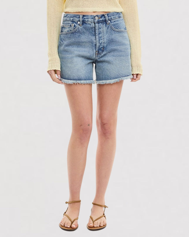 Frayed Hem Regular Waist Denim Shorts