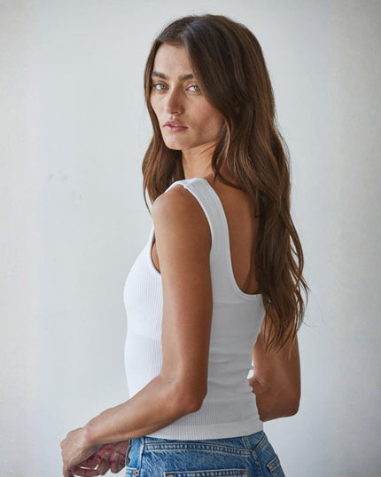 Padded Ribbed Fitted Tank Top