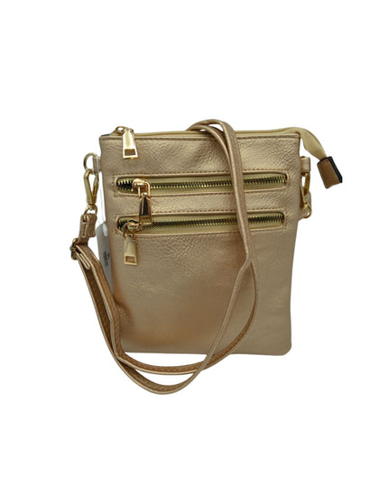 2 Zipper Tall Vegan Leather Crossbody Bag