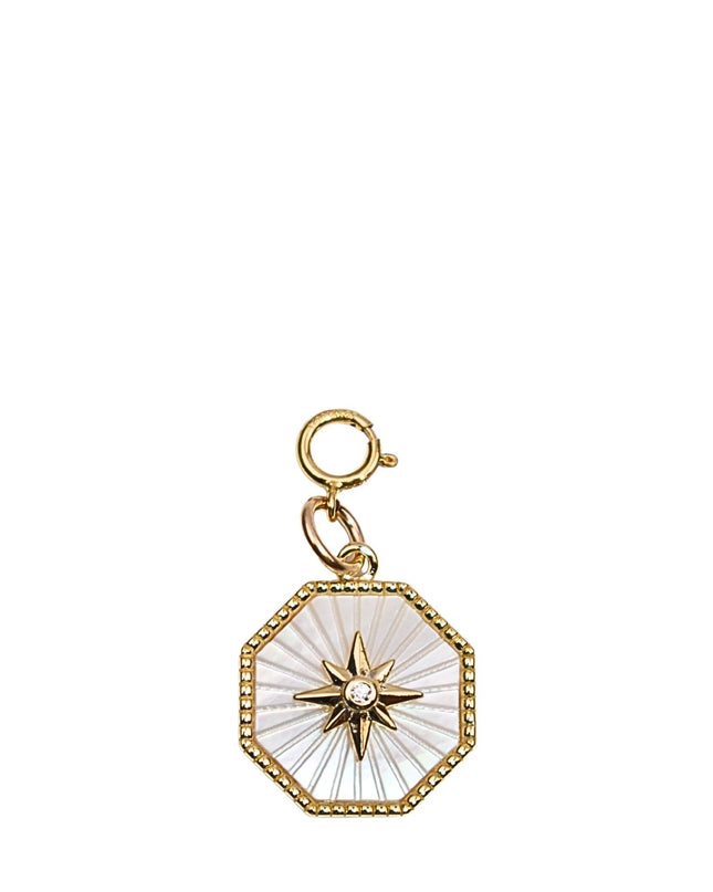 White Shell Hexagon Star Gold Charm