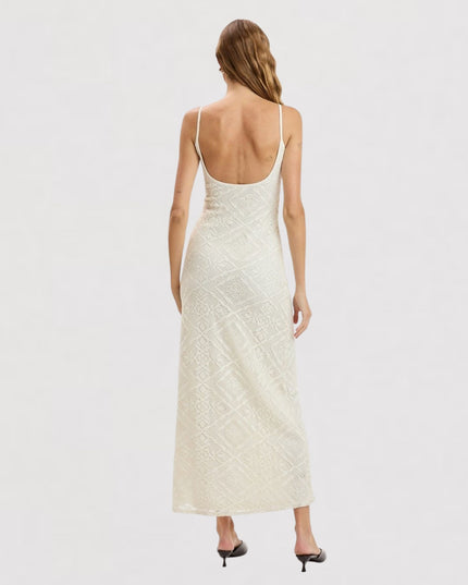 Crochet Lace Round Neck Maxi Dress