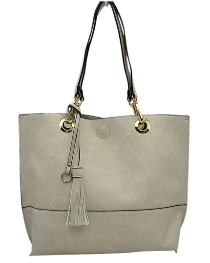 Gold Grommet Two Tone Tote Bag & Crossbody Bag