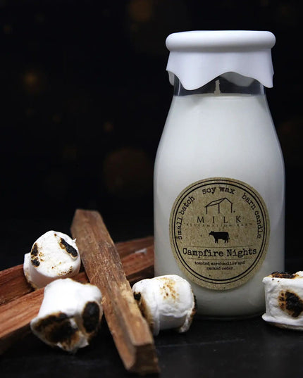 Campfire Nights Milk Bottle Candle