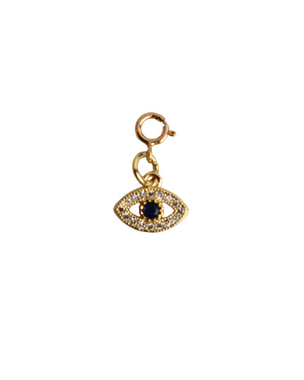 Blue Evil Eye Crystal Stone Gold Metal Charm