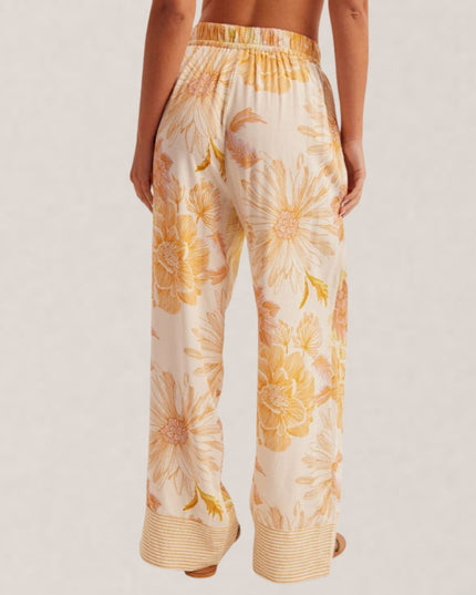 Stripe Contrast Floral Print Lounge Pants