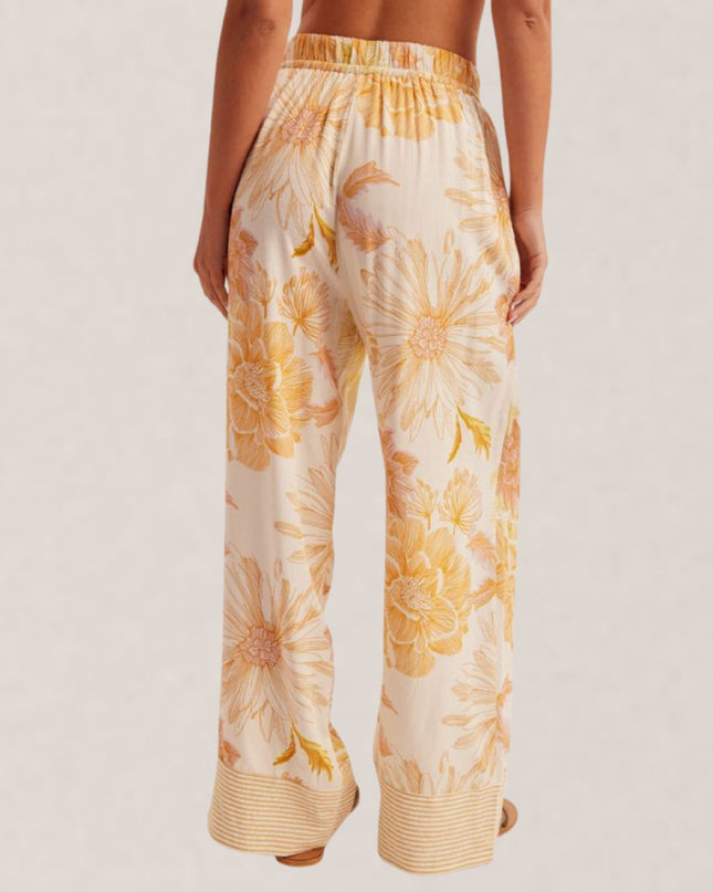 Stripe Contrast Floral Print Lounge Pants
