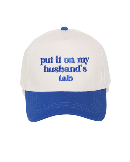 Put It On My Husband's Tab Embroidery Two Tone Trucker Hat