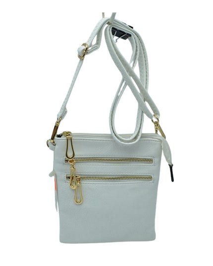 2 Zipper Tall Vegan Leather Crossbody Bag