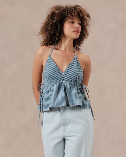 Striped Tie Side Halter Top