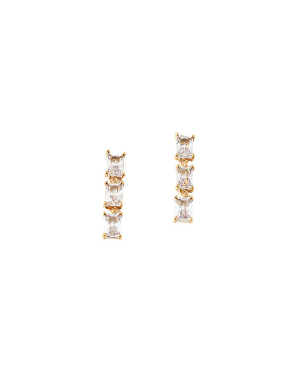 Triple Rectangle Post Droplet Crystal Earrings