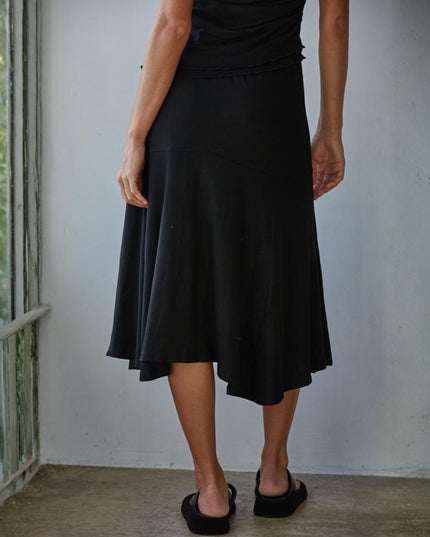 Muse Elastic Waist Lettuce Edge Midi Skirt