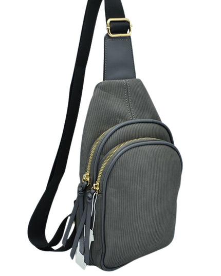 Ribbed Sling Crossbody Bag