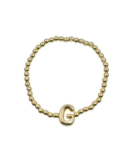 Bubble Initial Ball Gold Stretch Bracelet