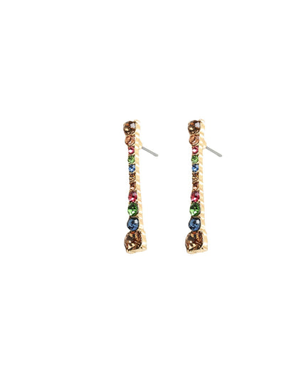 Mixed Color Crystals Bar Droplet Earrings