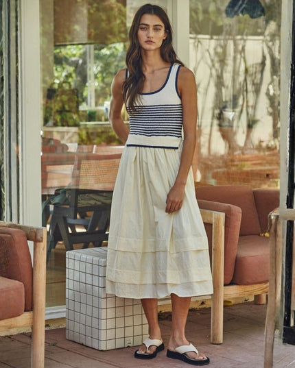 Carmel Sleeveless Striped Knit Midi Dress