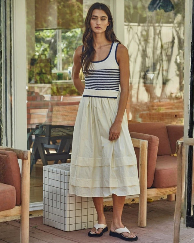 Carmel Sleeveless Striped Knit Midi Dress