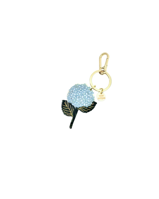 Hydrangea Flower Hand Painted Bag Charm Keychain