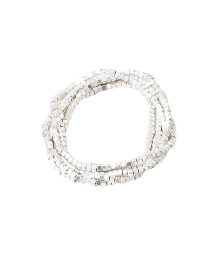 Metal Square Cube Beaded 5 Bracelet Set