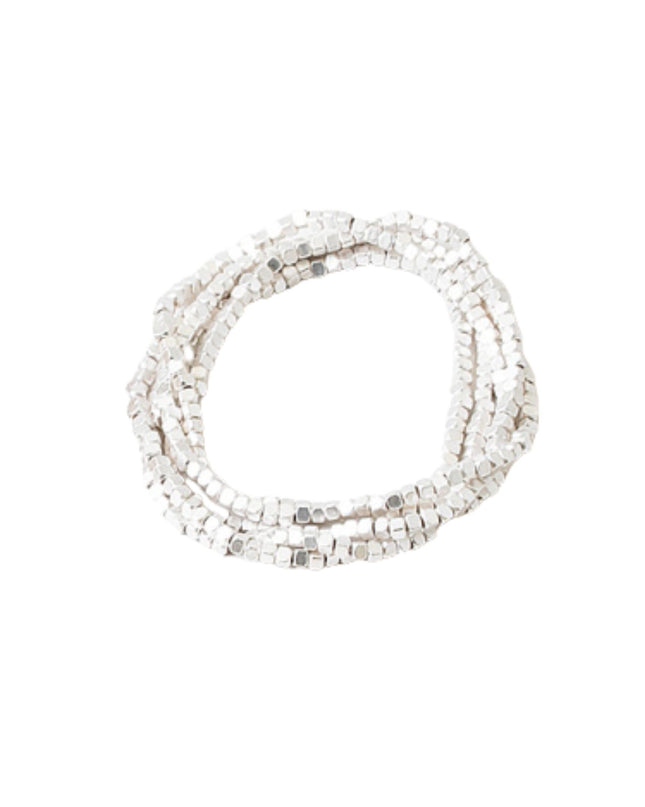 Metal Square Cube Beaded 5 Bracelet Set