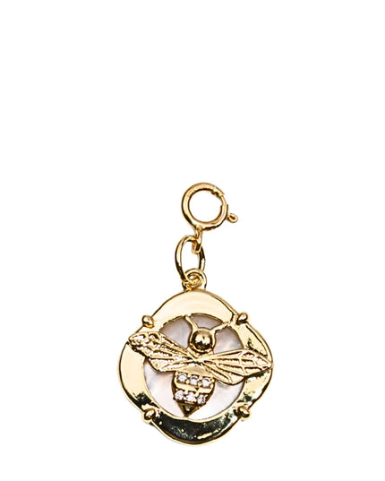 Bee Crystal Disc Gold Charm