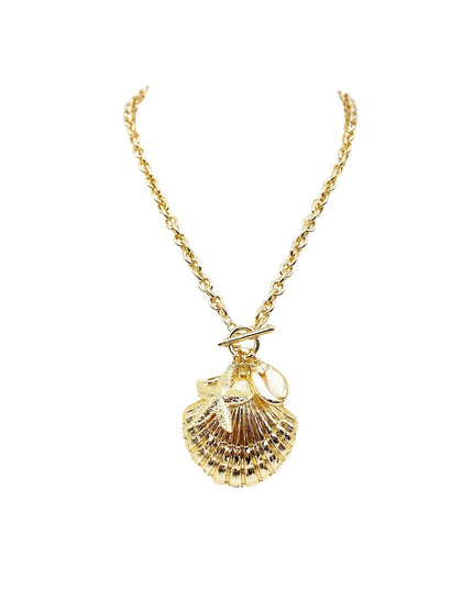 Metal Puka Clam Seashell Starfish Toggle Necklace