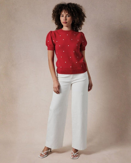 Embroidered Star Pocket Contrast Stitch Denim Jeans