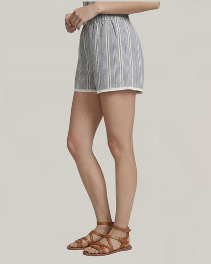 Jacquard Gingham Bow Detail Elastic Waist Shorts