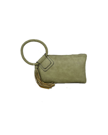 Braided Circle Handle Clutch Bag