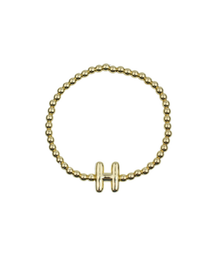 Bubble Initial Ball Gold Stretch Bracelet